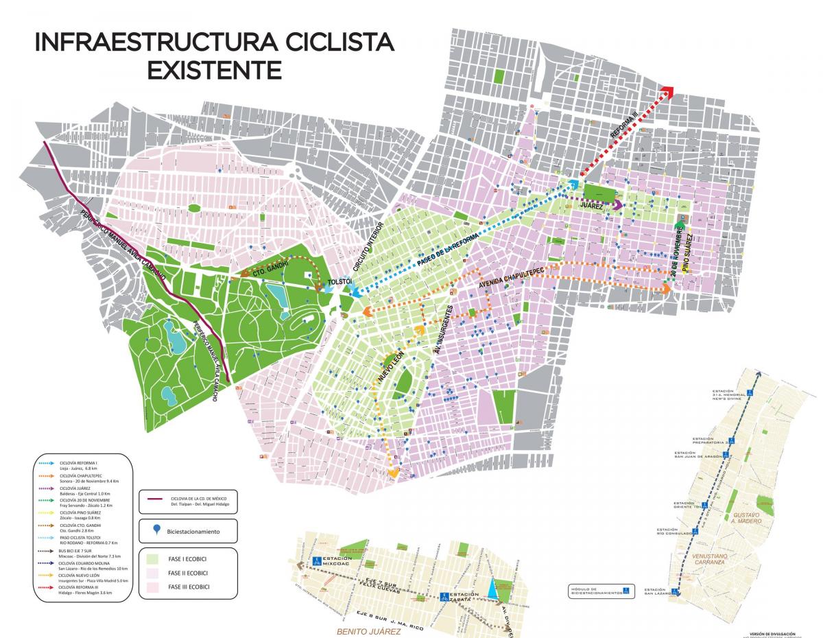 kort over Mexico City bike