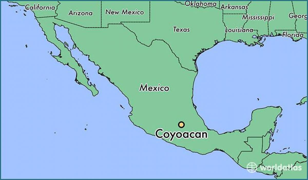 coyoacan i Mexico City-kort