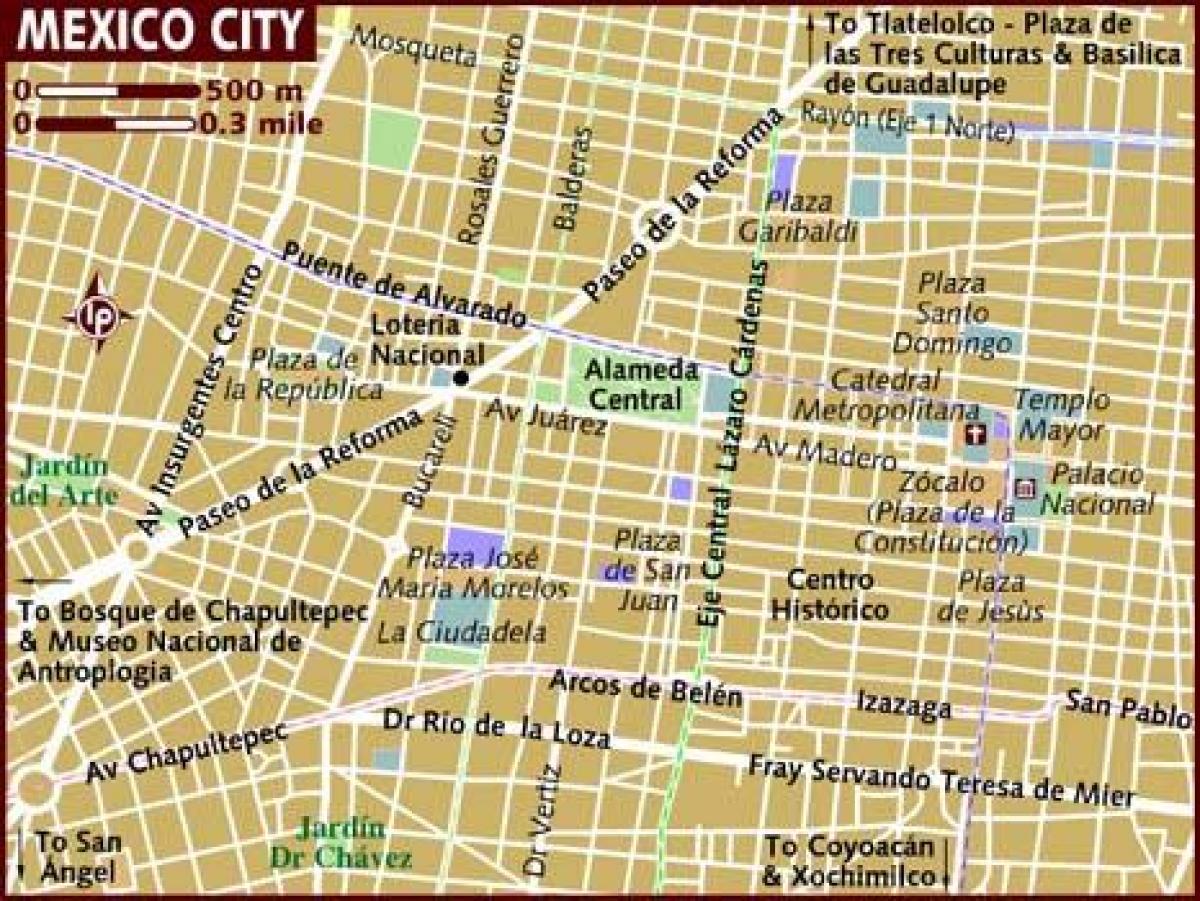 centro historico Mexico City-kort
