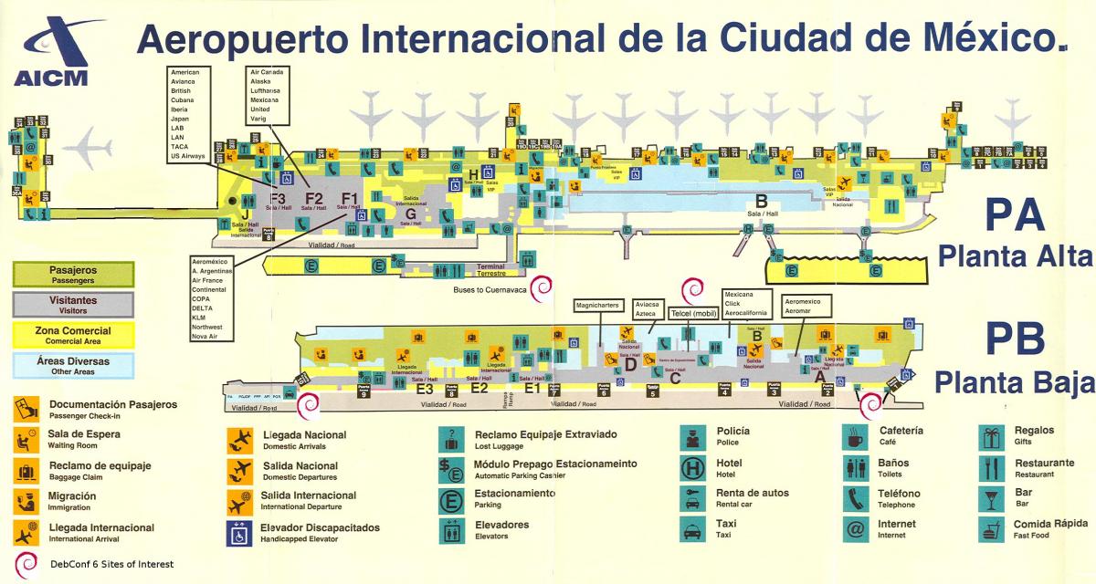 Mexico City international lufthavn kort